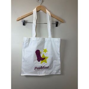 PoshFest Tote Bag White Canvas Boot Star Graphic Women’s Casual Everyday